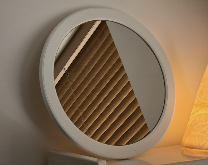 Vintage 1970s White Plastic Wall Mirror, Retro Round Wall Mirror • Vintage Home Accents & Accessories.