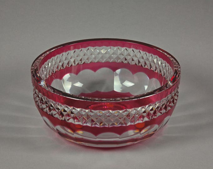 Original 1950s Val St. Lambert Art Deco Crystal Glass Bowl, Belgium.