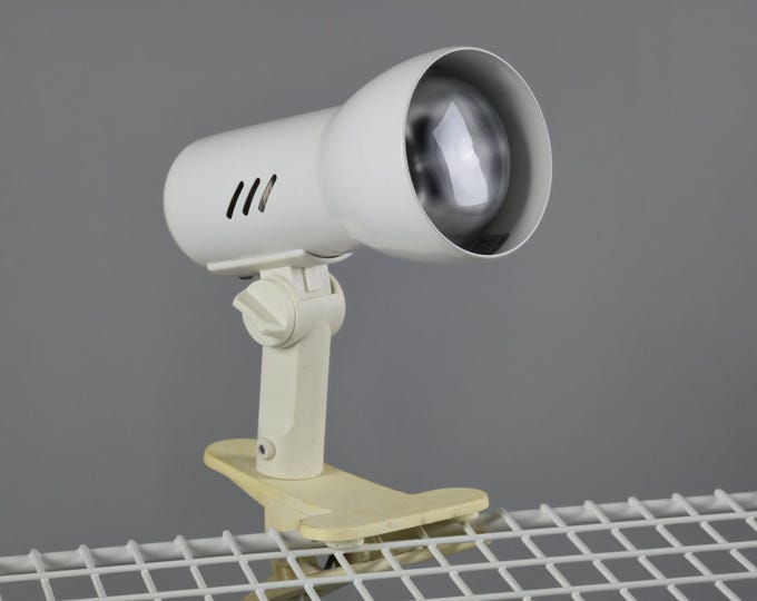 Vintage 1980s Clip-On Industrial Task Spot Light By Briloner Leuchten.