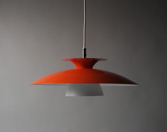 Belid Polar Typ T1045 Orange Pendelleuchte, 1990er Jahre Scandinavian Modern Beleuchtung, Schweden.