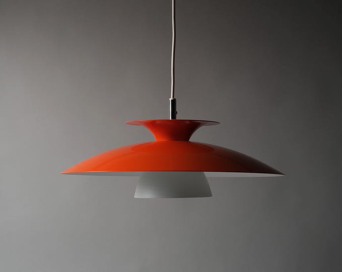 Belid Polar Type T1045 Orange Pendant Lamp, 1990s Scandinavian Modern Lighting, Sweden.