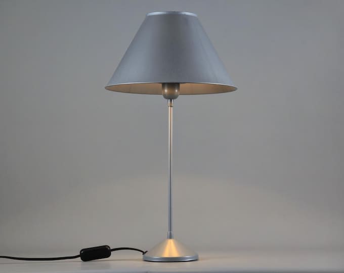 Vintage 1980s VAN DE HEG Grey Plastic Buffet Table Lamp • Retro Dutch Design Table Lamp.