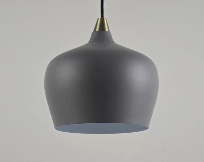 Danish Modern Design FRANDSEN Cohen Grey Lacquered Pendant Lamp By Anders Klem.