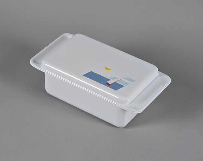 Vintage 1970s MEPAL White Melamine Classic Butter Dish & Cheese Keeper With Cover.