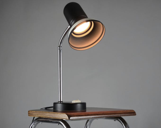 Vintage 1970s MASSIVE BELGIUM Metal Flexible Gooseneck Desk Lamp • Belgian Mid-Century Table Lamp.