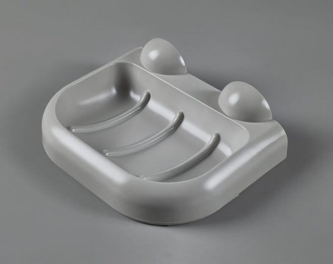 New In Box - 1970s Vintage ALLIBERT Serie Europa Grey Plastic Soap Dish - Vintage Bathroom Accessories - France.