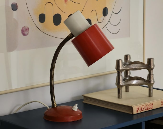 1960s Vintage HALA ZEIST Hala 25 Gooseneck Desk Lamp By  H. Th. J. A. Busquet • Dutch Mid-Century Modern Lamp.