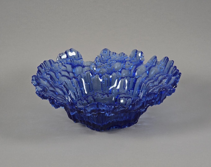 Vintage 1970s Finnish Glass Bowl 'Koralli (Coral)' By Tamara Aladin For Riihimäki.