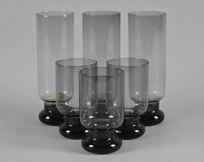 Vintage 1970s Set Of 6 Original Bohemia Glass Tumblers From Czechoslovakia.