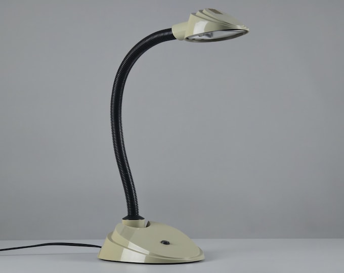 1980s Vintage “Gemini” Desk Lamp by Fulvio Battaglia for Emmedi — Retro Italian Gooseneck Desk Light.