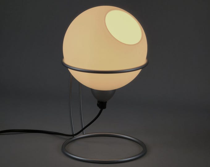 Vintage 1990s Jumbolight Frosted Glass Eyeball Lamp With Stand.
