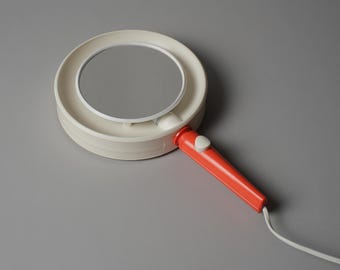 Vintage 1970s Spectralux 'Consul' illuminated vanity mirror • Portable magnifying cosmetic mirror.