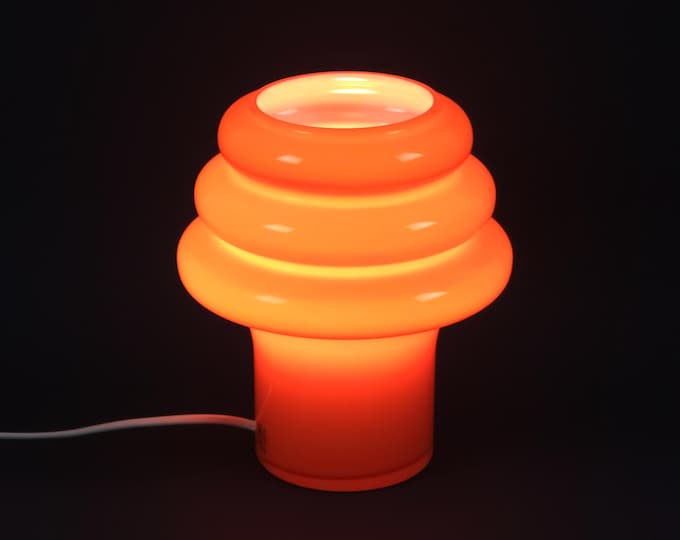 1970s Space Age Design Flygsfors Orrefors 'Sofi' Orange Glass Lamp • 1960s Scandinavian Design.