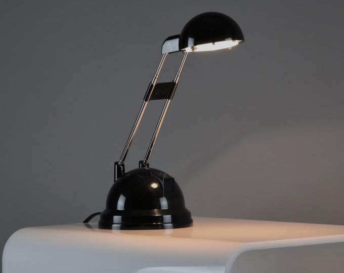 Vintage '98 IKEA Espressivo Black Plastic Adjustable Telescopic Antenna Desk Lamp • Retro Y2K Design Desk Light.