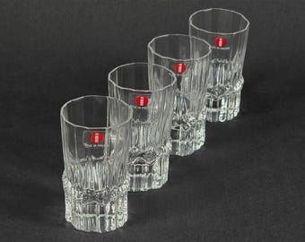 Iittala Pallas Shot Glasses by Tapio Wirkkala, Set Of Four New in Box, Finland.
