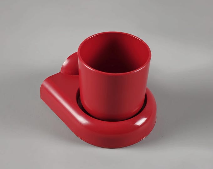 New In Box - 1970s Vintage ALLIBERT Serie Europa Red Plastic Toothbrush Tumbler - Vintage Bathroom Accessories - France.