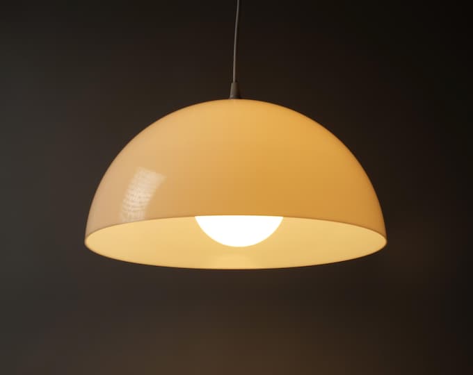 Vintage Acrylic Dome Pendant Lamp, 1970s Space Age Design, Holland.