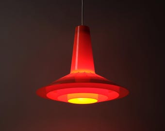 Vintage 1970s Space Age Pendant Lamp by Bent Karlby for A. Schrøder Kemi, Denmark.