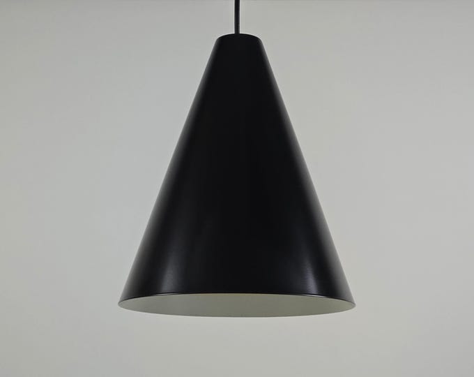 Mid Century Modern - Vintage IKEA 365+ Hotta 30 Black Lacquered Conical Pendant Lamp - Designed By A. Nilsson, H. Preutz, T. Eliasson, 2009.