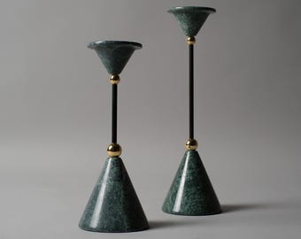 Christian de Beaumont Pair of Candle Holders, Postmodern Design, France, 1980s.