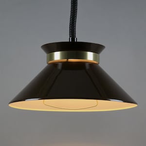 Vintage 1970s BELID Type T135 Scandinavian Brown Aluminum Pendant Lamp.