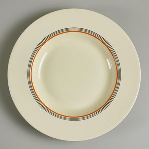 Art Deco Design - Set Of 6 Vintage PETRUS REGOUT Vorm Ineke Striped Porcelain Dishes - Designed By Edmond Bellefroid, 1938.