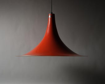 Massive Lighting Belgium XL Witch Hat Pendant Lamp, Orange Lacquered Metal, 1966, Ø63cm.