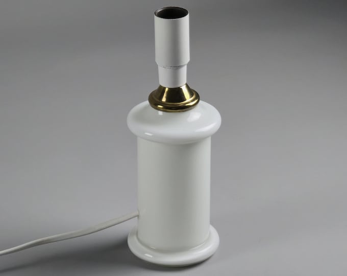 1981 Vintage HOLMEGAARD Apotek Opaline Glass Lamp Base By Sidse Werner — Danish Modern Lighting.