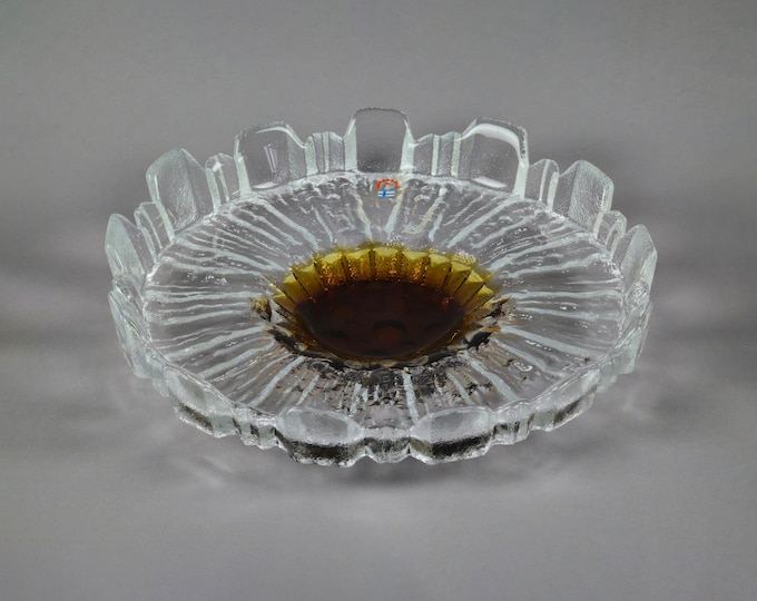 Vintage 1970s HUMPPILA LASI Kalevala "Ulpukka" Art Glass Bowl/Platter By Tauno Wirkkala.