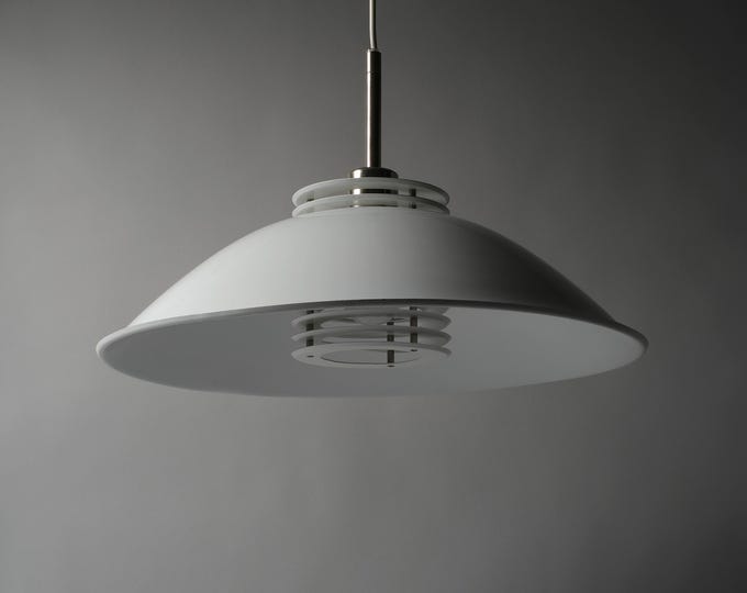 Taiba-Falkenberg XL Pendant Lamp, White Lacquered, 1970s Scandinavian Modern Lighting, Sweden.
