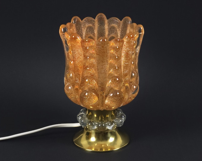 1960s Vintage Elpe-Armatur, Tyringe Konsthantverk Bubble Art Glass Table Lamp.