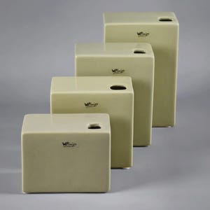 1990s Set Of 4 WP DESIGN Postmodern Minimalist Glazed Ceramic Vases, Cubic Stoneware - Holland.