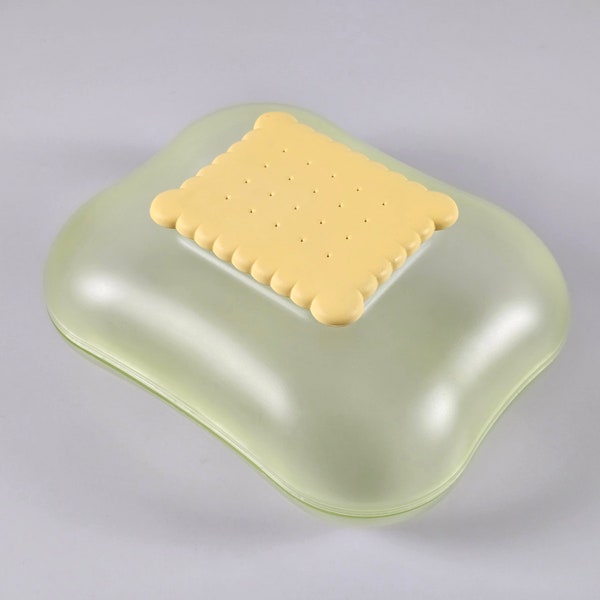 Contemporary Design - Vintage ALESSI Mary Biscuit Green Plastic Cookie Jar - Vintage Kitchenware - Designed By Stefano Giovannoni, 1995.