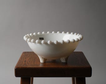 Wiking Kristall White Opalware Bowl, 1960s Mid Century Modern, West Germany.