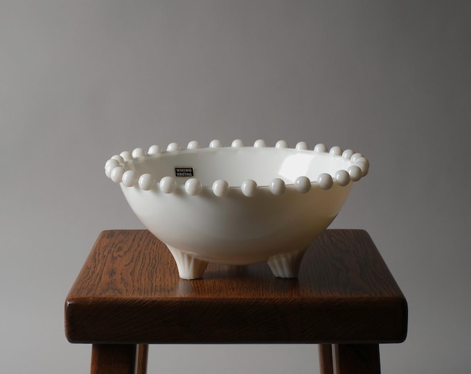Wiking Kristall White Opalware Bowl, 1960s Mid Century Modern, West Germany.