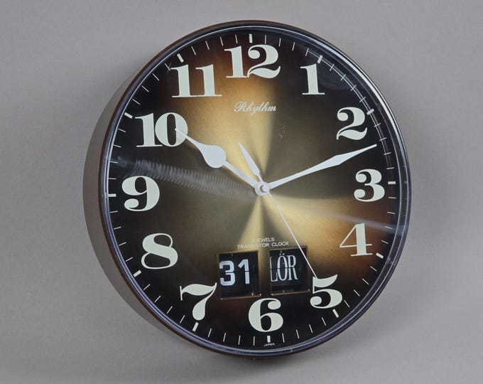 1970s Space Age Design Rhythm Transistor Wall Clock • Mid Century Modern 4 Jewels Clock.