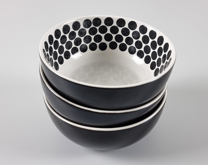 Contemporary Design - Set Of 3 IKEA Färgrik-Tickar Ceramic Bowls - Designed By Maria Vinka, 2008.
