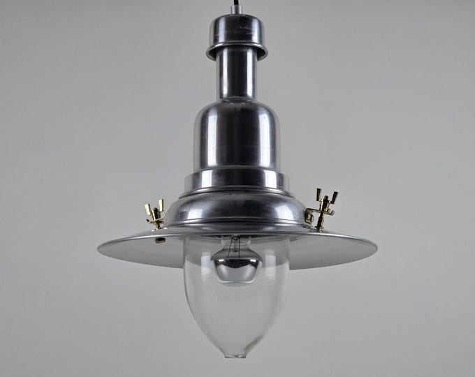 Industrial Design - Vintage IKEA Ottava Brushed Aluminium Pendant Lamp - Industrial-Inspired Pendant Light - Holland, 2000.