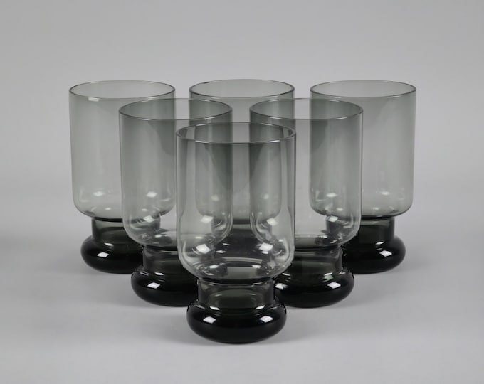 Vintage 1970s Set Of 6 Original Bohemia Glass Tumblers From Czechoslovakia.