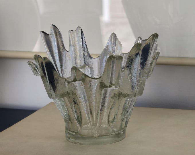 Vintage 1970s HUMPPILA Northern Lights Glass Centerpiece Vase By Tauno Wirkkala • Finnish Mid-Century Glassware.