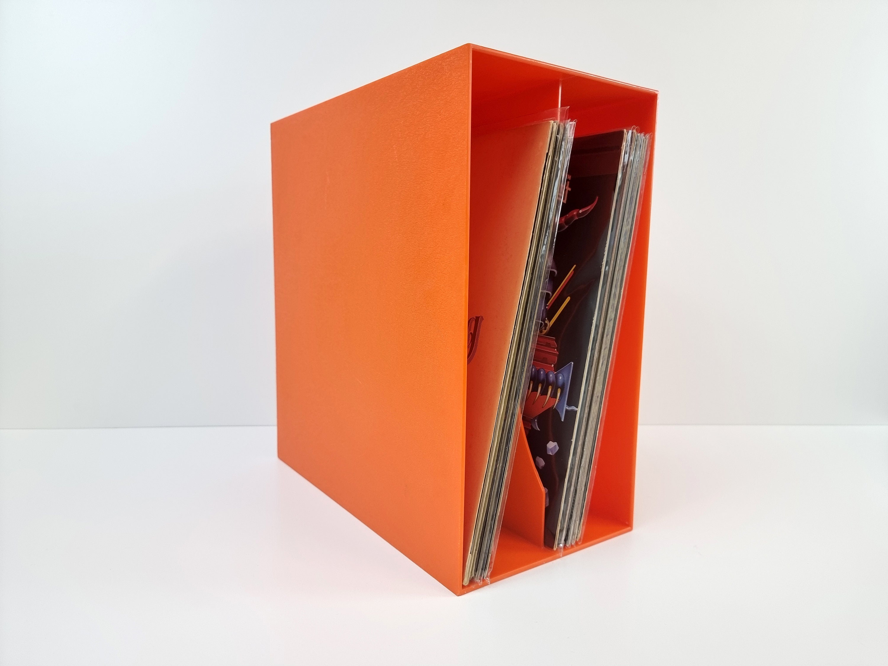 Space Age Design Vintage LP Records Holder Flame Orange Plastic