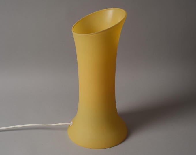 SCE Hurricane Large Yellow Frosted Glass Table Lamp, 1980s Postmodern Design, France.