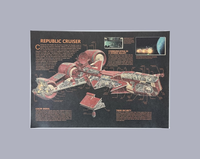 Wall Art And Decor - Vintage REPUBLIC CRUISER Spaceship Poster - Craft Paper Posters - Star Wars Wall Art, Memorabilia, 2000s.