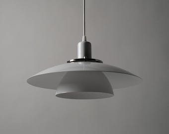 Eglo Multi-Shade Tiered Pendant Lamp, White Lacquered, Scandinavian Modern Lighting.