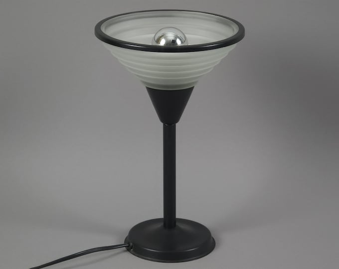 Vintage 1980s W.L.P. Postmodern Table Lamp With Stacked Glass Shade.