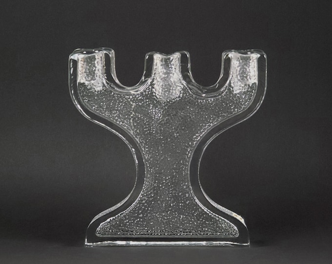 Vintage 1970s Nybro 3-Arm Candelabra By Paul Isling • Brutalist Mid-Century Modern Candle Holder.