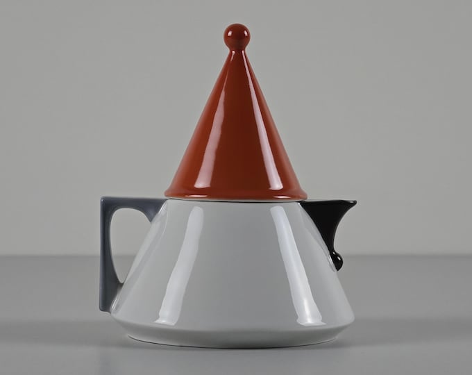 Vintage 1980s J. KRONESTER Futura Ceramic Teapot For Douwe Egberts • 80s Postmodern Ceramics.