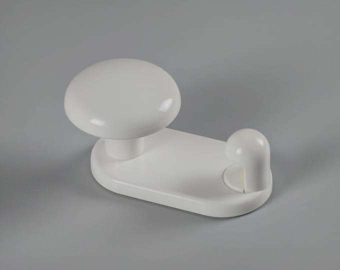 1980s Vintage White Plastic Wall Hook • Retro Italian Home Accessories.