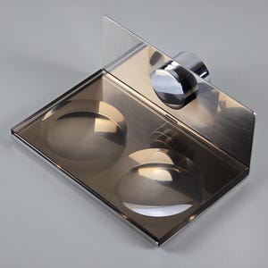 Vintage THEMA &#39;Hi-Line&#39; Double Soap Dish Wall Fixture, Shower Shelf, Stainless Steel & Perspex.