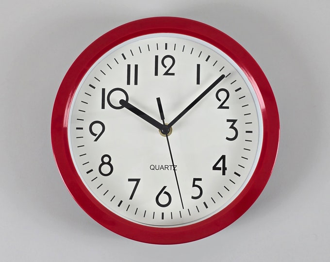 Contemporary Design - Vintage Red & White Plastic Wall Clock - Y2K Design Vintage Decor And Styling - China, 1990ss.
